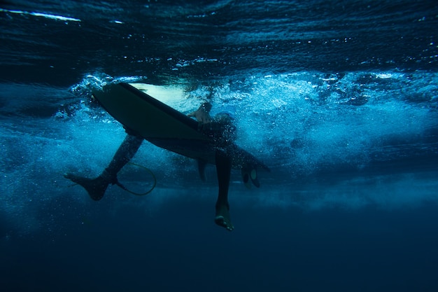 Free Photo surfer on a blue wave.