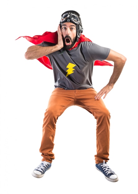 Free photo surprised superhero