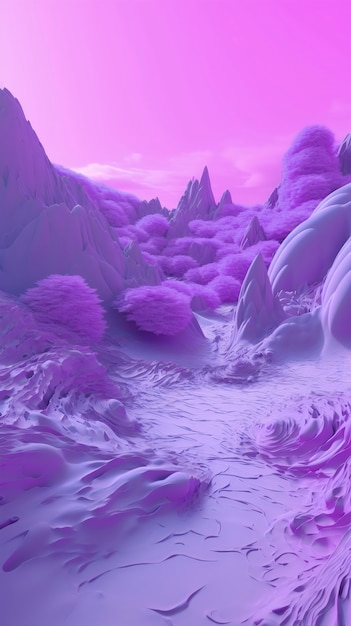 Free Photo surreal and dreamlike landscape wallpaper in purple tones