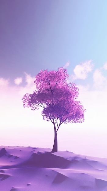 Free photo surreal and dreamlike landscape wallpaper in purple tones