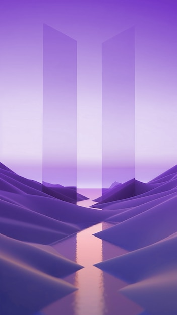 Free photo surreal and dreamlike landscape wallpaper in purple tones