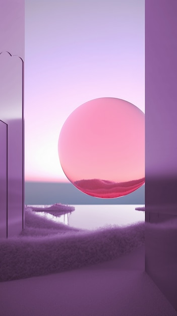 Free photo surreal and dreamlike landscape wallpaper in purple tones