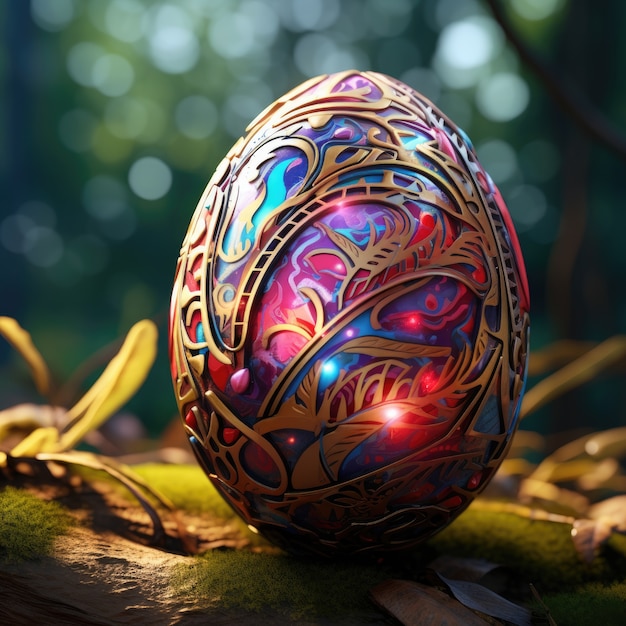 Free photo surreal easter egg with fantasy world landscape