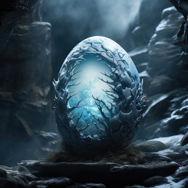 Free photo surreal easter egg with fantasy world landscape