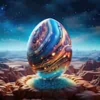 Free photo surreal easter egg with fantasy world landscape