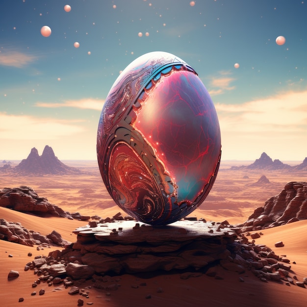 Free Photo surreal easter egg with fantasy world landscape