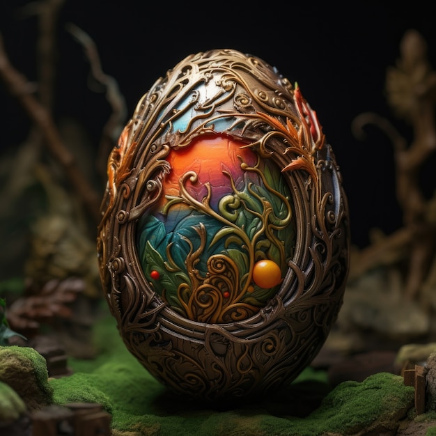 Free photo surreal easter egg with fantasy world landscape