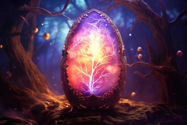 Free photo surreal easter egg with fantasy world landscape