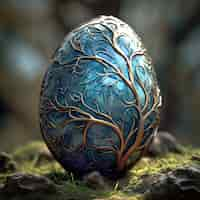 Free photo surreal easter egg with fantasy world landscape