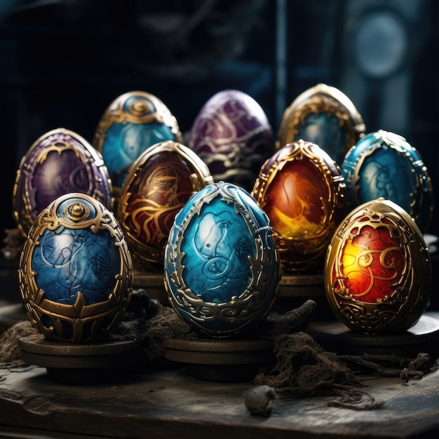 Free photo surreal easter eggs with fantasy world landscape