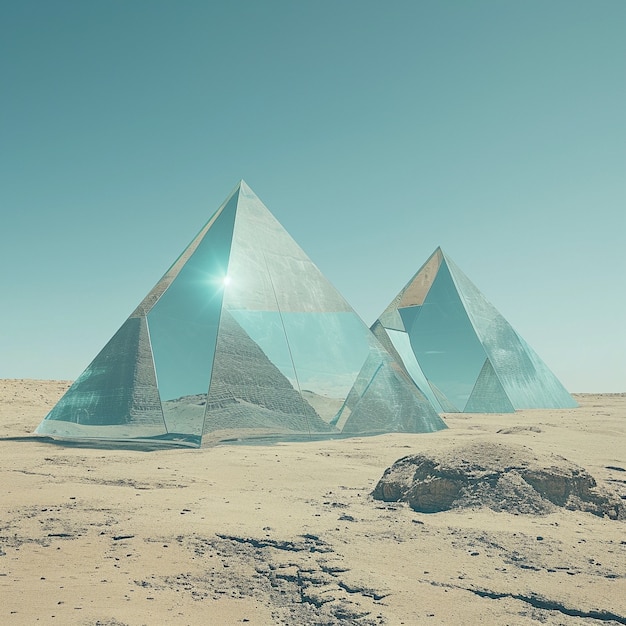 Free Photo surreal geometric shapes in the barren desert