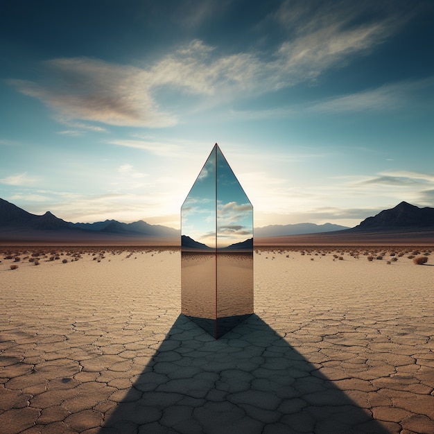 Free photo surreal geometric shapes in the barren desert