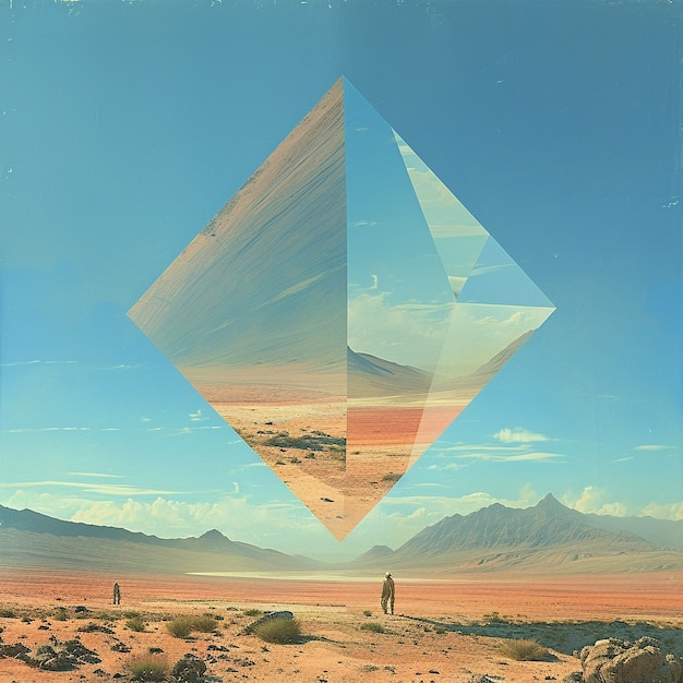 Free photo surreal geometric shapes in the barren desert