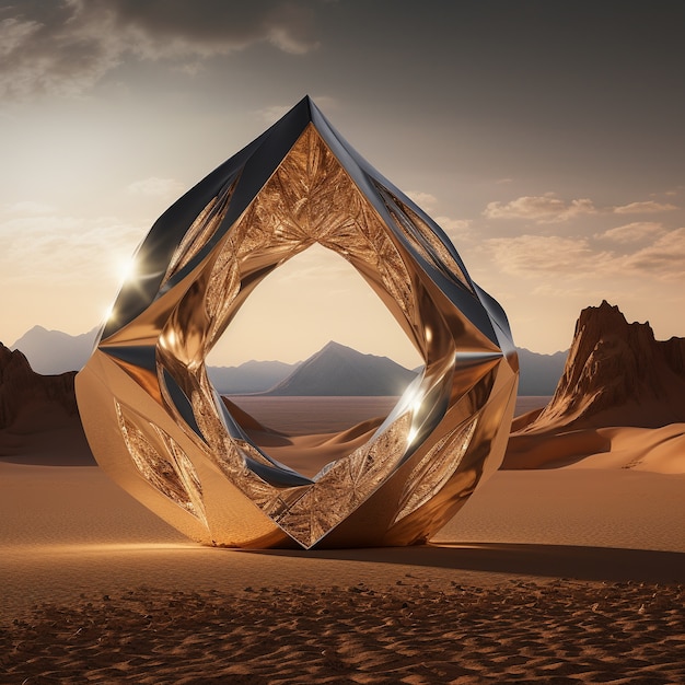 Free Photo surreal geometric shapes in the barren desert