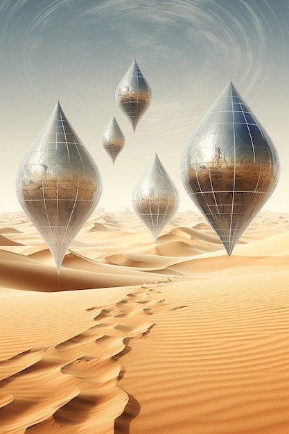 Surreal geometric shapes in the barren desert