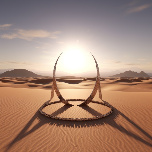 Free Photo surreal geometric shapes in the barren desert