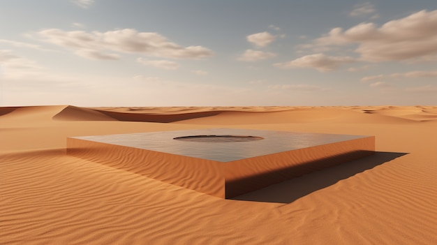 Free photo surreal geometric shapes in the barren desert