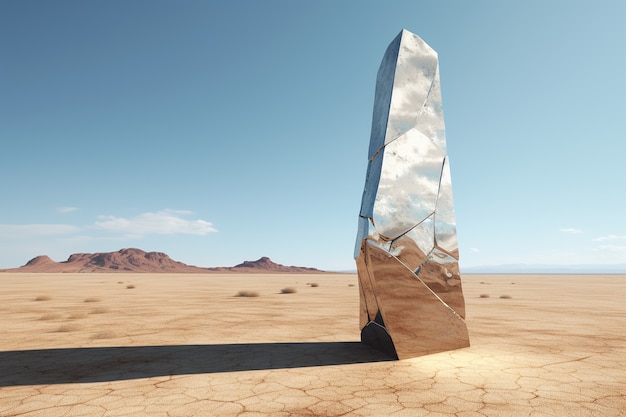 Free photo surreal geometric shapes in the barren desert