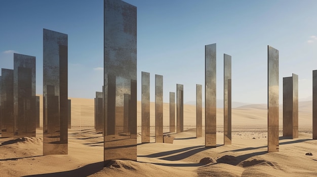 Free photo surreal geometric shapes in the barren desert