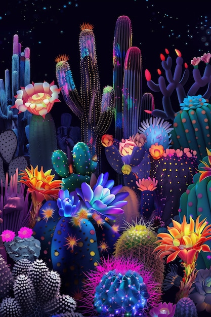 Free photo surreal neon tropical flowers