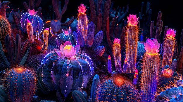 Free photo surreal neon tropical flowers