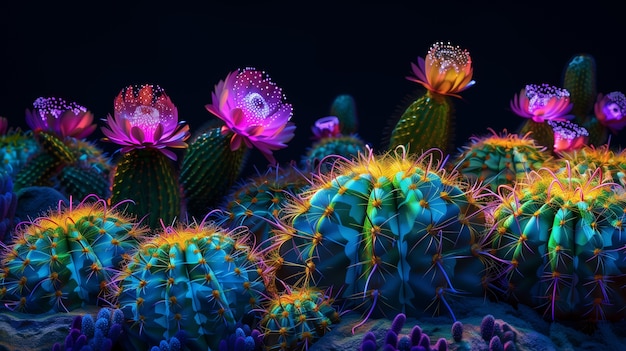 Free Photo surreal neon tropical flowers