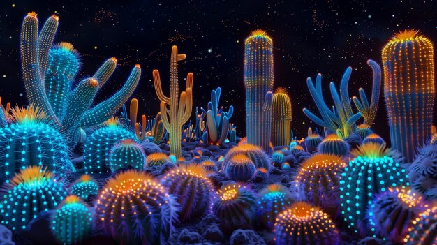 Surreal neon tropical flowers