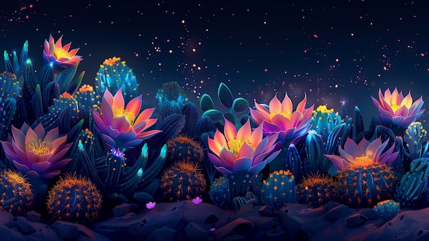 Free photo surreal neon tropical flowers