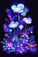 Free photo surreal neon tropical flowers