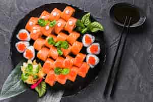 Free photo sushi dish at asian restaurant