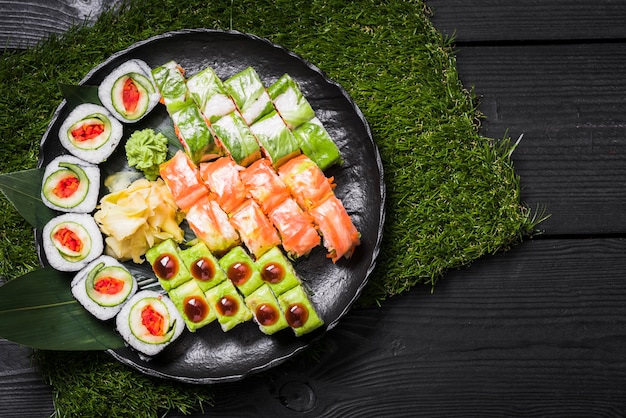 Free Photo sushi dish at asian restaurant