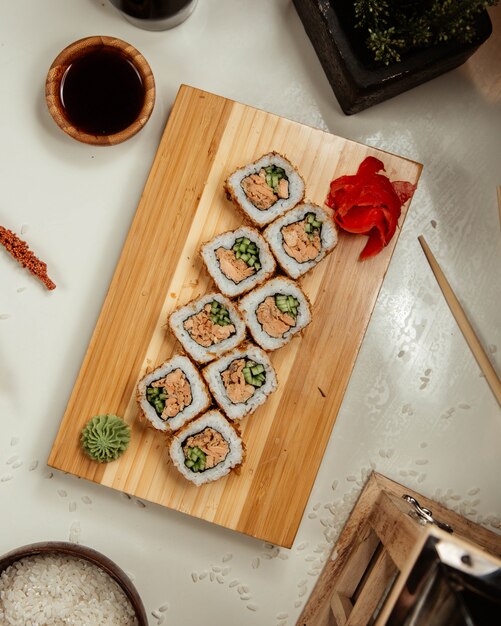 Free Photo sushi set with wasabi and ginger 5