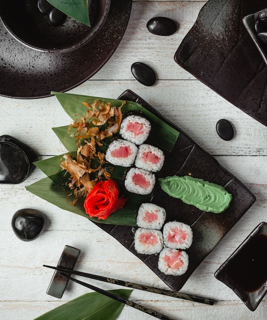 sushi with salmon and rice