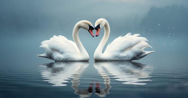 Swan couple on the lake