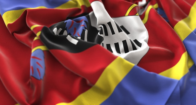 Free photo swaziland flag ruffled beautifully waving macro close-up shot