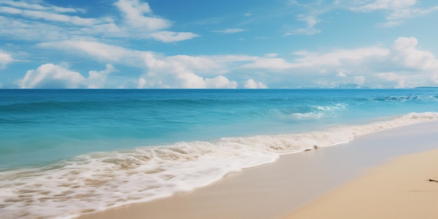 Free photo sweeping beach and waves in the background serene coastline