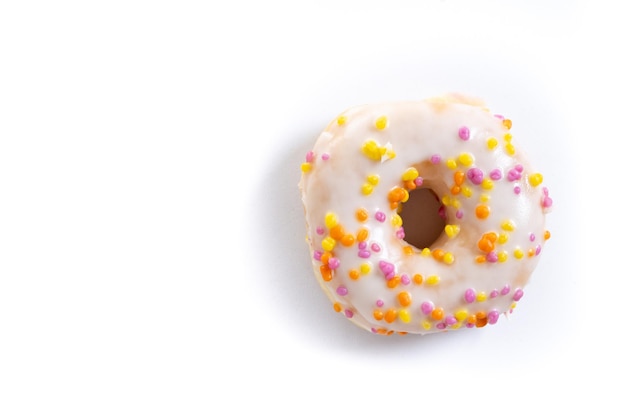 Free photo sweet glazed donut isolated on white background