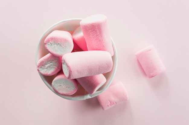 Sweet marshmallows in cup