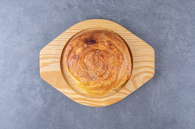 sweet pastry on a wooden board