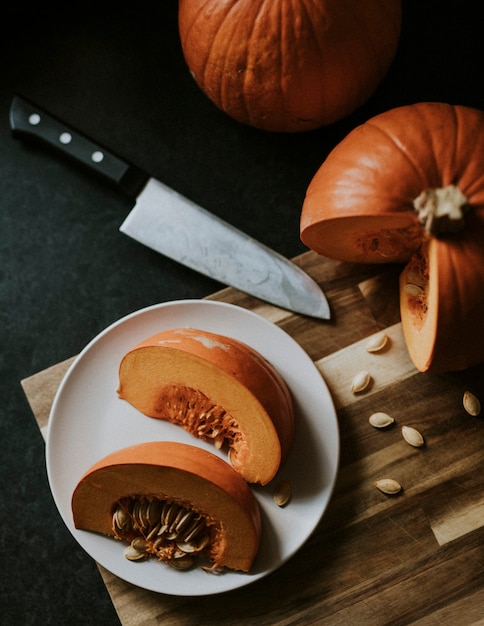 Sweet pumpkin slices with seeds