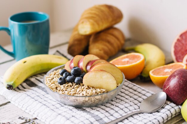 Sweet tasty cereal with fruits