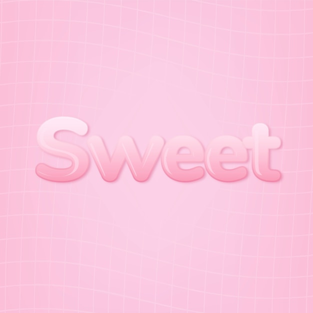 Free photo sweet in word in pink bubble gum text style