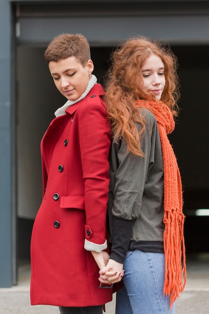 Sweet young couple posing together