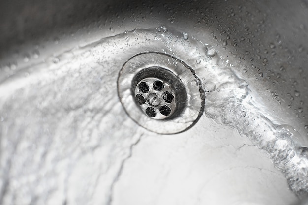 Free Photo swirl of water going down the sink