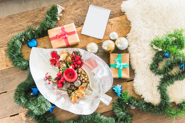 Table decorated for Christmas