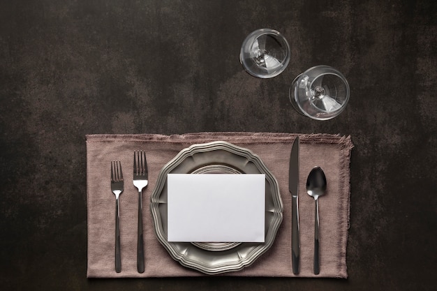 Table etiquette elements flat lay