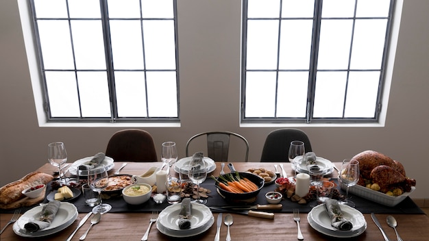 Table prepared for thanksgiving day