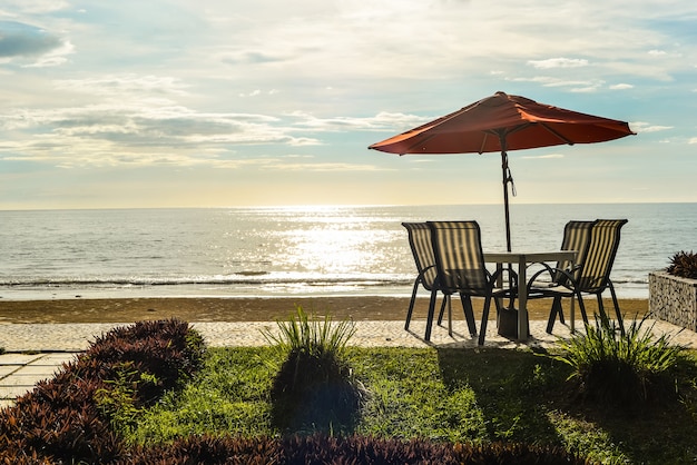 Table with chairs in a beach