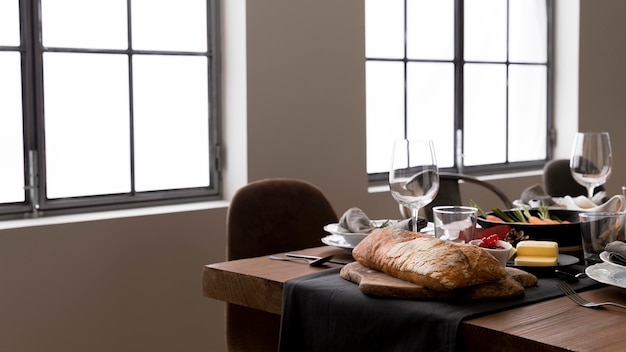 Table with food for thanksgiving day celebration