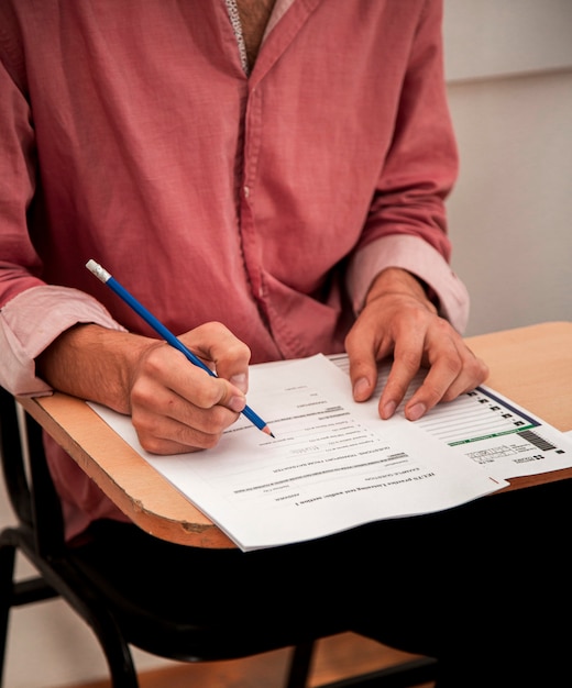 Taking examination or job application form filling by a female candidate